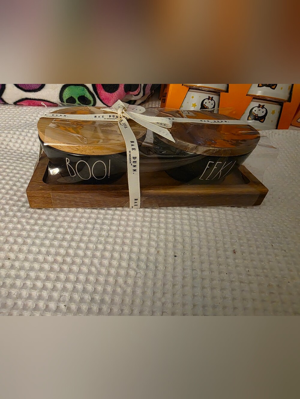 Rae Dunn Black & Wood Serving Tray - Decorative Home Organizer